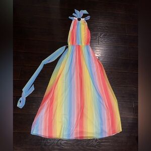 Modcloth Multicolor Rainbow Halter Maxi Dress Size XXS Special Occasion NWT